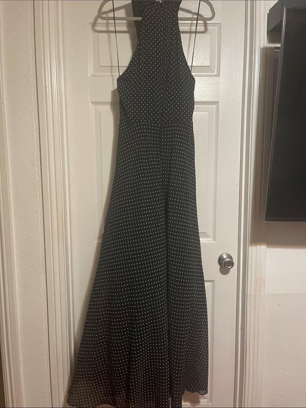 Black Polka Dot Halter Maxi Dress